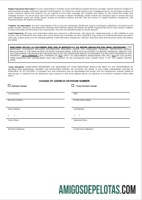 Extrato de hipoteca do SunTrust Bank da Geórgia dos EUA em formatos Word e PDF 3 amostra